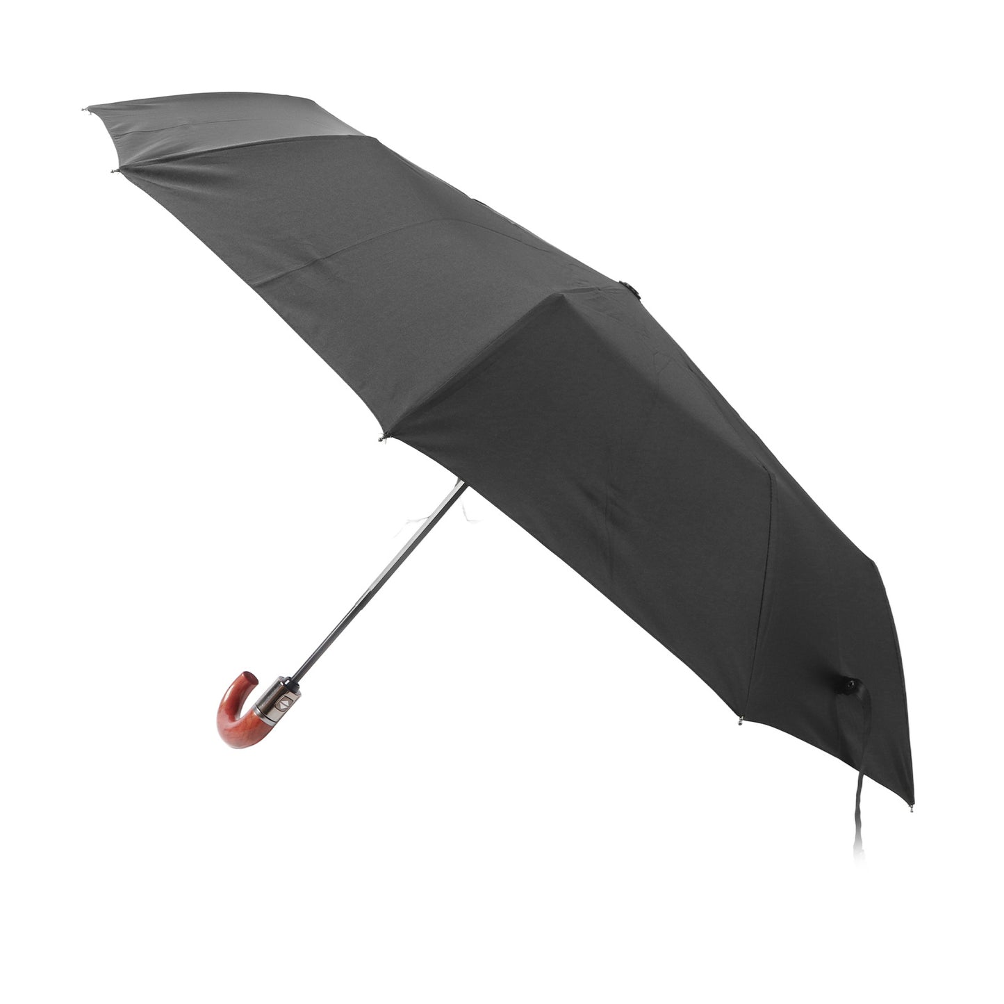 Folding Umbrella 10 Bone UV Protection Auto Open Auto Close Windproof Umbrella with Curved Wooden Handle for Men Women Non Glue Type