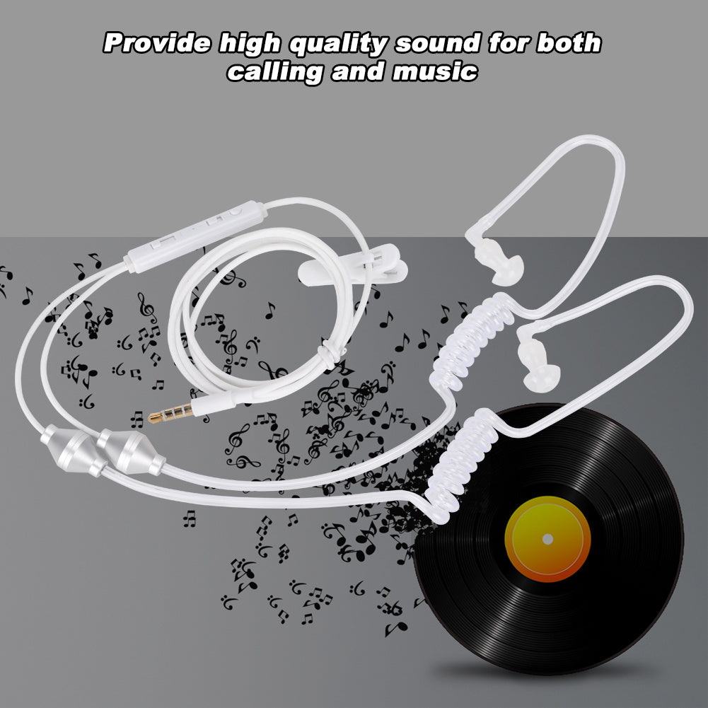 3.5mm Mobile Phone Double Spiral Earphone Anti Radiation Air Acoustic Tube Earphone