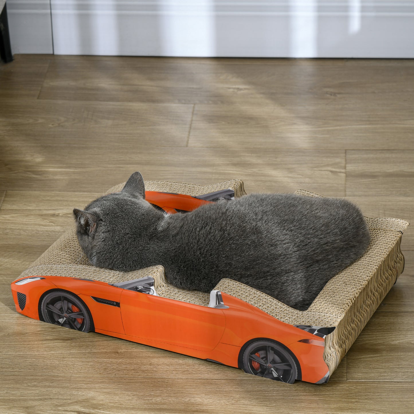 2 in 1 Cat Scratching Board with Catnip, Car-shaped by PawHut-6