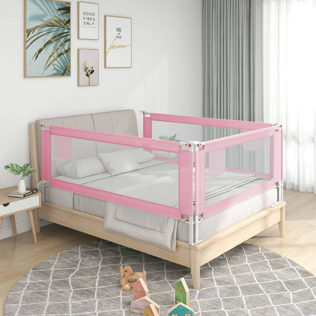 vidaXL Toddler Safety Bed Rail Pink 100x25 cm Fabric