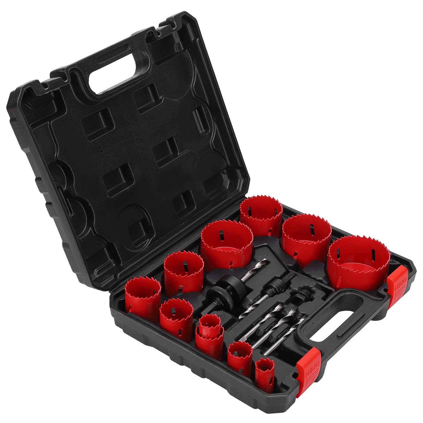 17Pcs BiMetal Hole Saw Set Red High Speed Steel Woodworking Holes Opener Drilling Tools