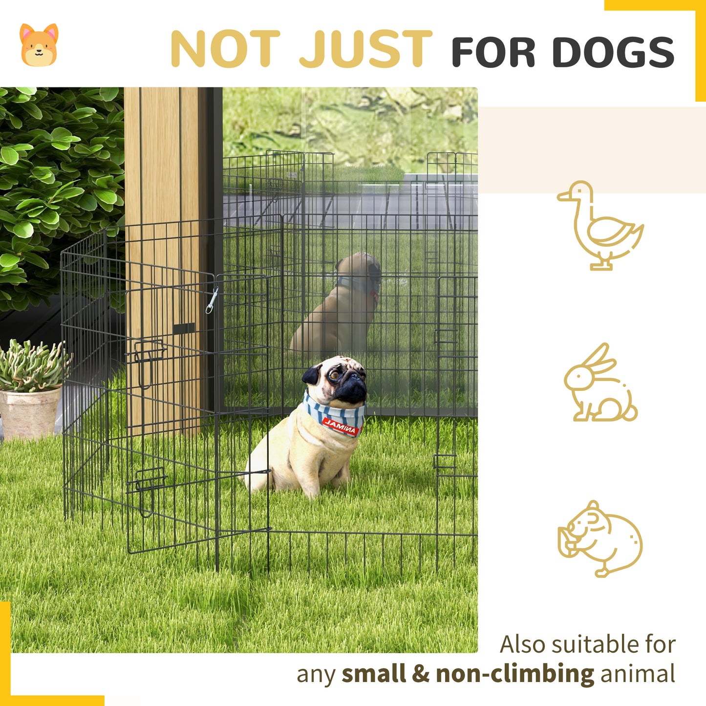 8 Panel DIY Dog Pen with Door for Dogs, Small Animals, Indoor/Outdoor Use, 61cm High | PawHut-3