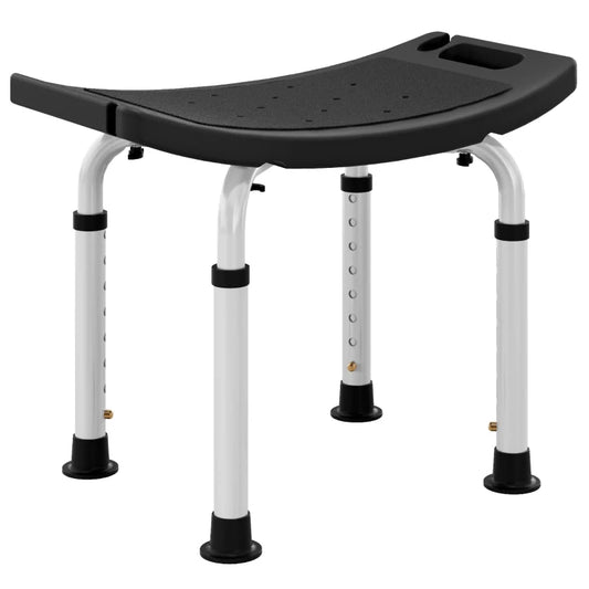 HOMCOM Height Adjustable Bath Stool, Aluminium Shower Stool with Non-Slip Pads for Elderly, Disabled, Seniors, Pregnant in Black-0