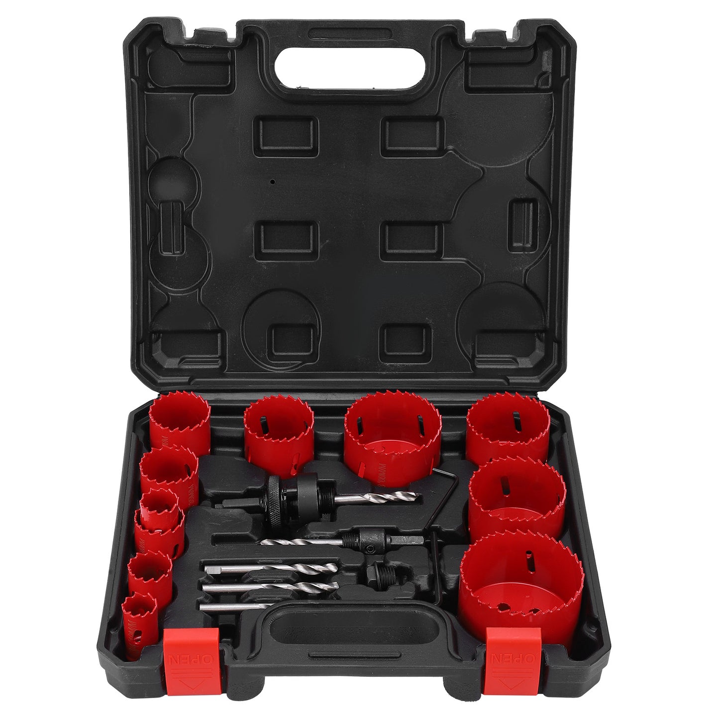 17Pcs BiMetal Hole Saw Set Red High Speed Steel Woodworking Holes Opener Drilling Tools