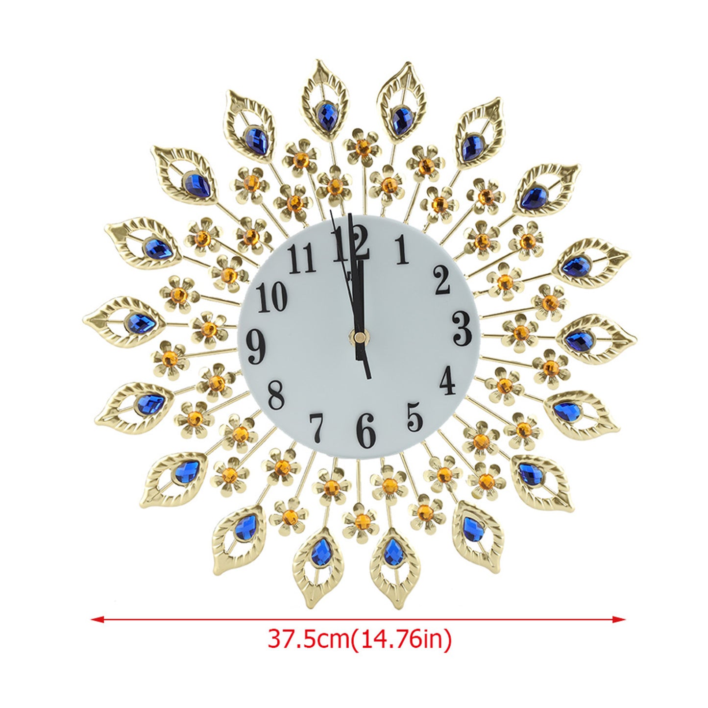 Iron European Style FlowerShaped Wallmounted Clock Diamond Hanging Wall Clock