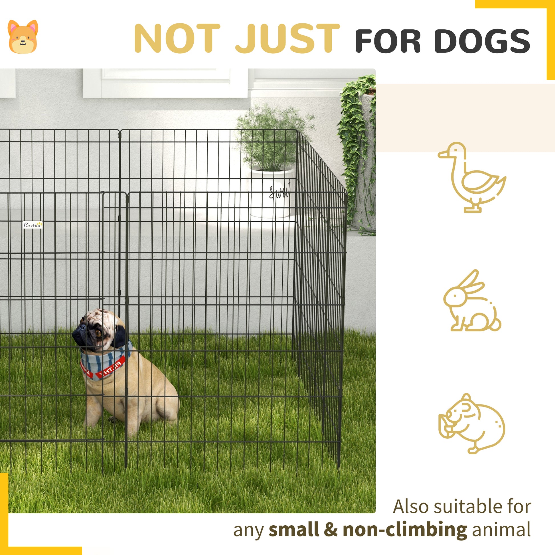 PawHut 8 Panel DIY Dog Pen with Door, for Dogs, Small Animals, Indoor/Outdoor Use, 91cm High-3