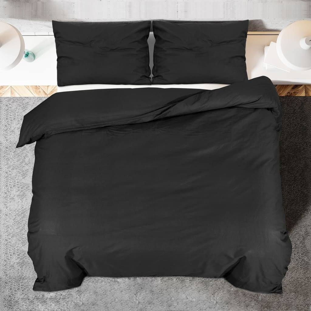 vidaXL Duvet Cover Set Black 200x200 cm Light-weight Microfiber