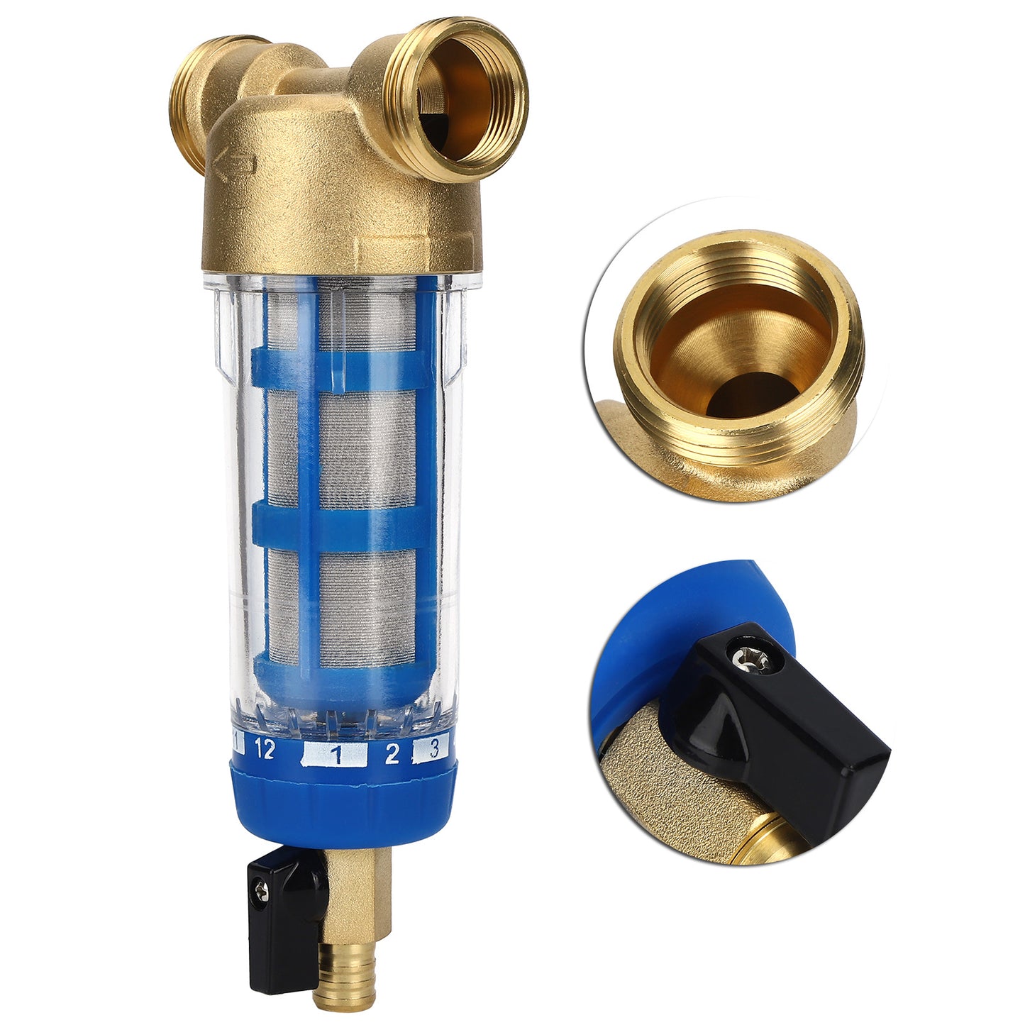 Reusable Spin Down Sediment Water Filter G1 MNPT G3/4 FNPT PreFilter Water Purifier Accessory