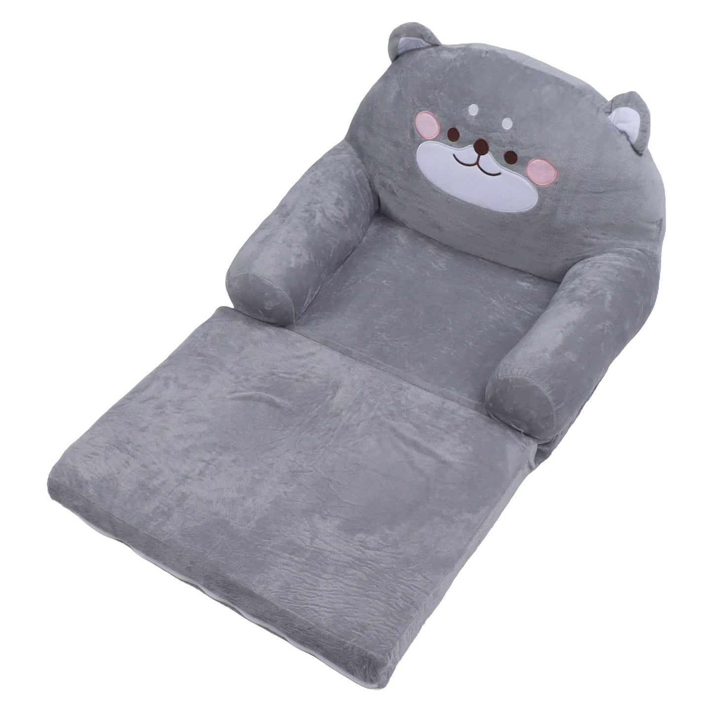 Kids Sofa Cartoon Gray Dog Style Foldable Wide Handle Soft Breathable Toddler Chair for Reading Relaxing Sleeping 2 Layers