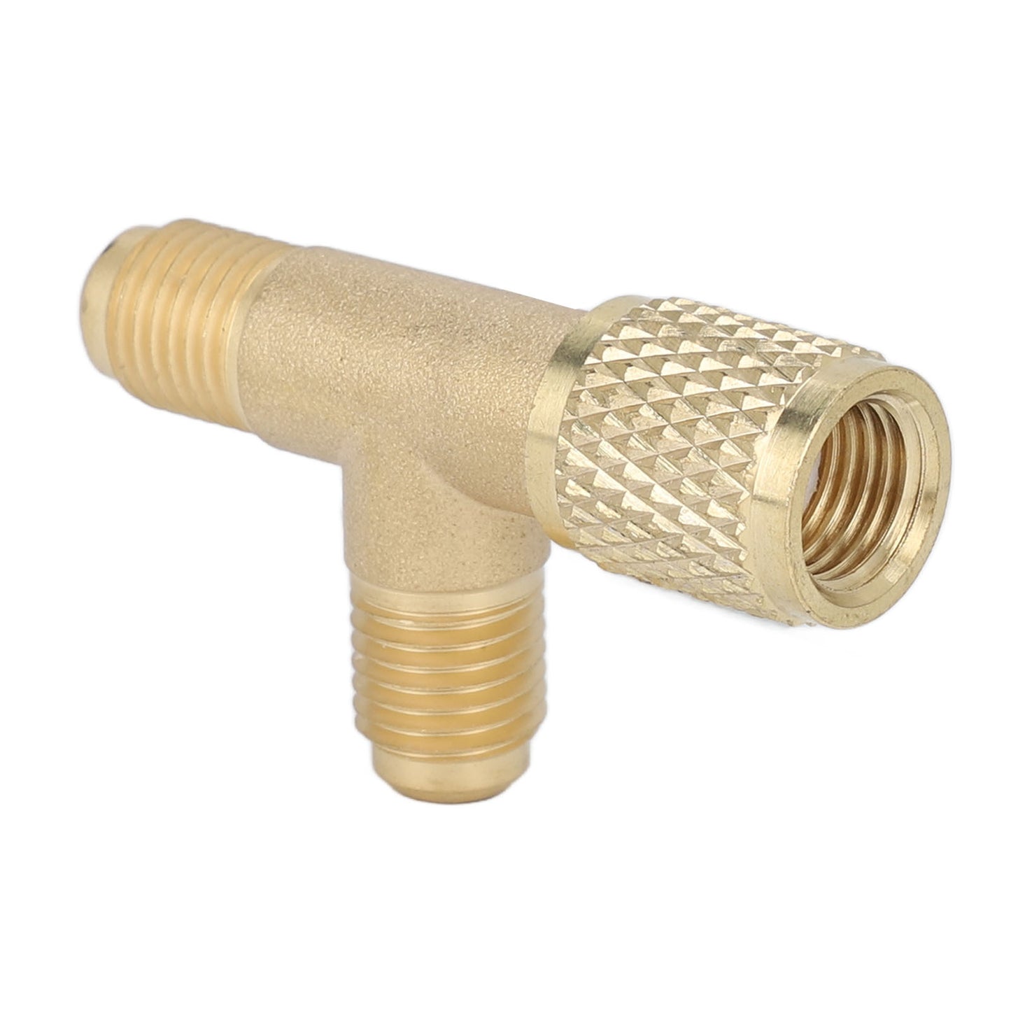 Quick Coupler Tee Adapter with Valve Core Brass 1/4in SAE Sturdy Structure for R22 R12 R134