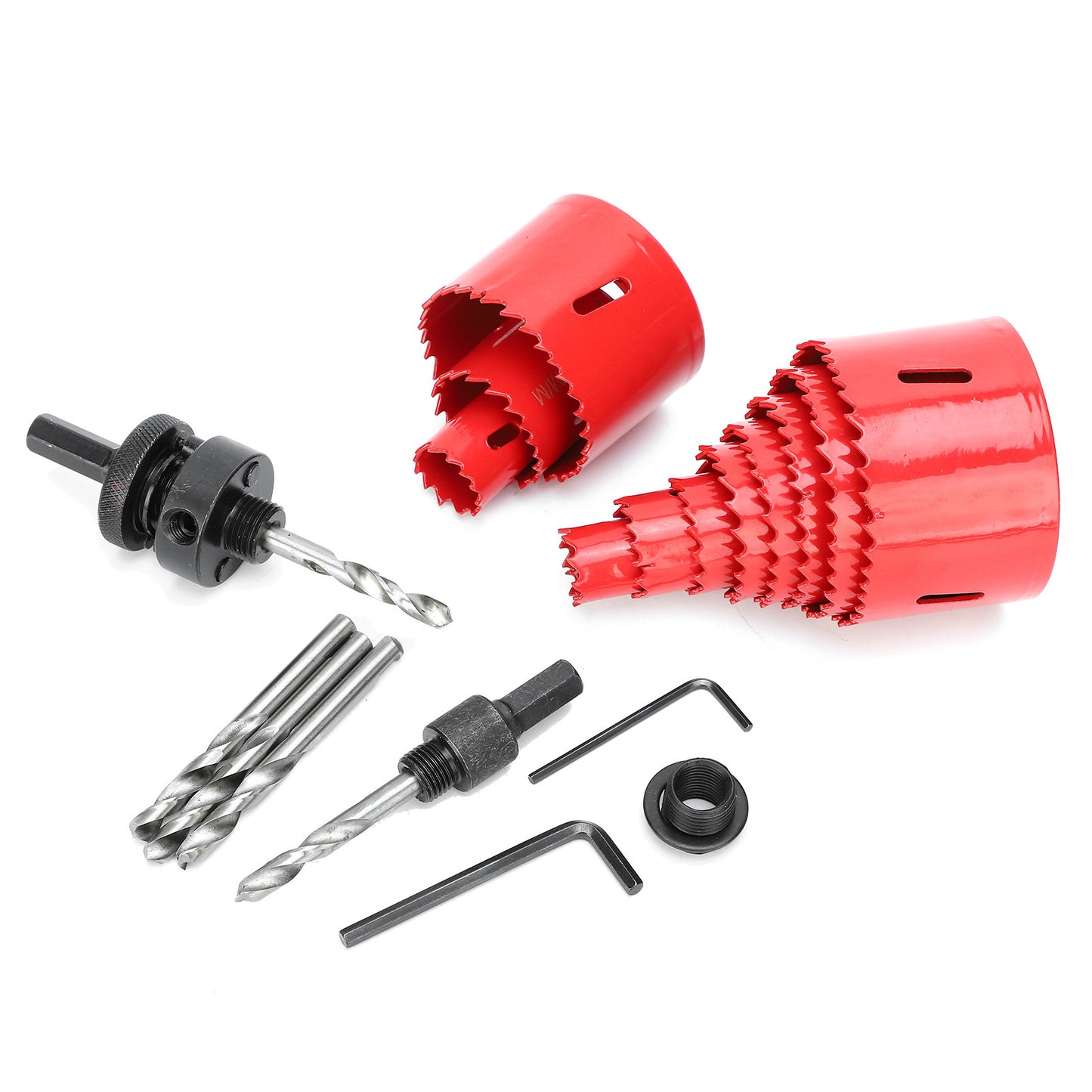 17Pcs BiMetal Hole Saw Set Red High Speed Steel Woodworking Holes Opener Drilling Tools