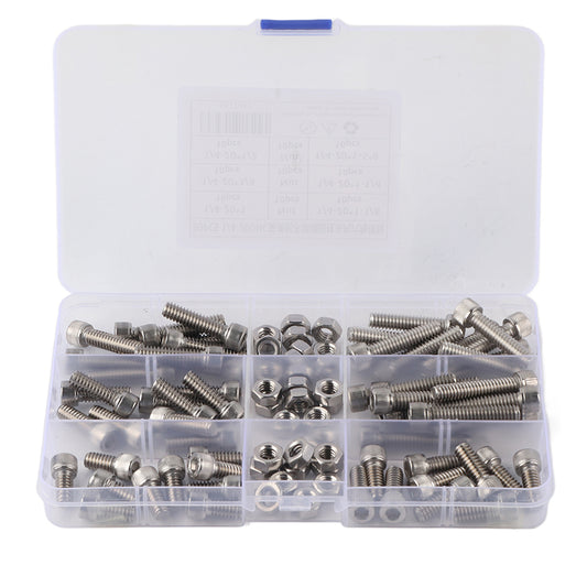 90pcs 1/4-20UNC Stainless Steel Hex Socket Cap Head Bolts Hex Screw Assortment Kit