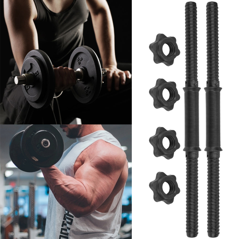 (2Pcs/Set) Gym Home Training Dumbbell Bars Weight Lifting Handles with 4 Spinlock Collar