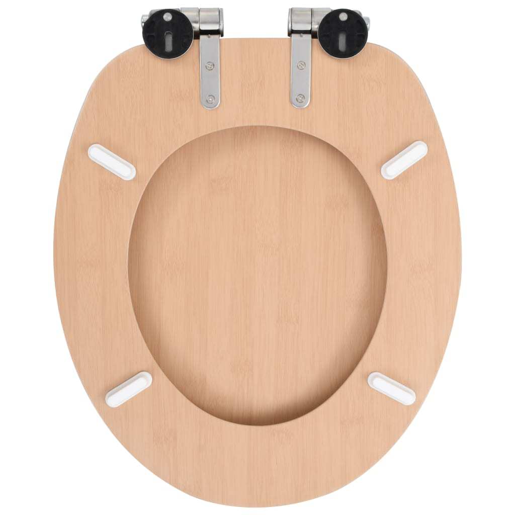 vidaXL WC Toilet Seat with Soft Close Lid MDF Bamboo Design