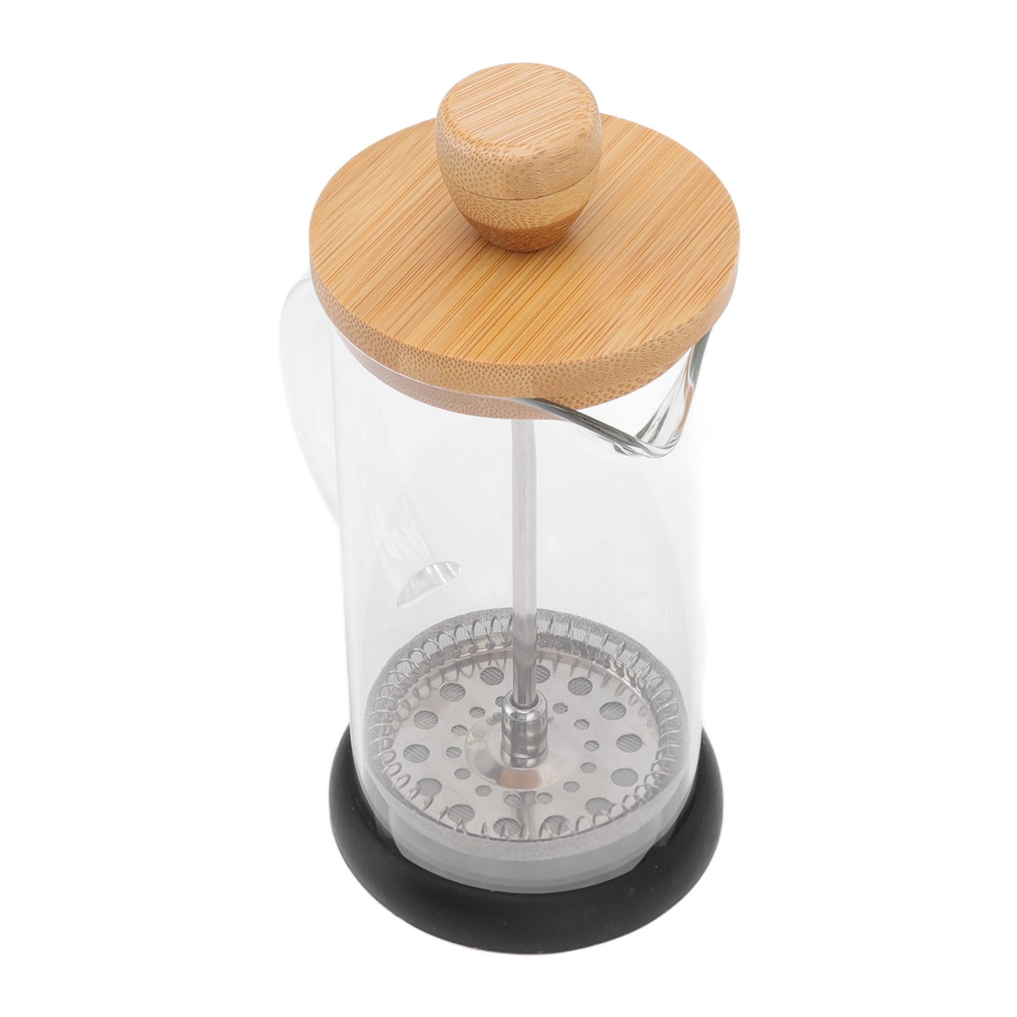 French Press Heat Resistant Hand Brewing Filter High Borosilicate Tea Coffee Brewer Pot for Office 350ml Bamboo Cover