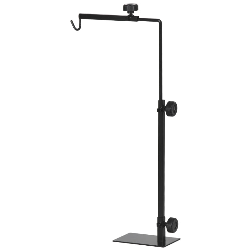 Adjustable Height and Length Reptile Lamp Stand Holder with Hook Hanging, Base - Black | PawHut-0