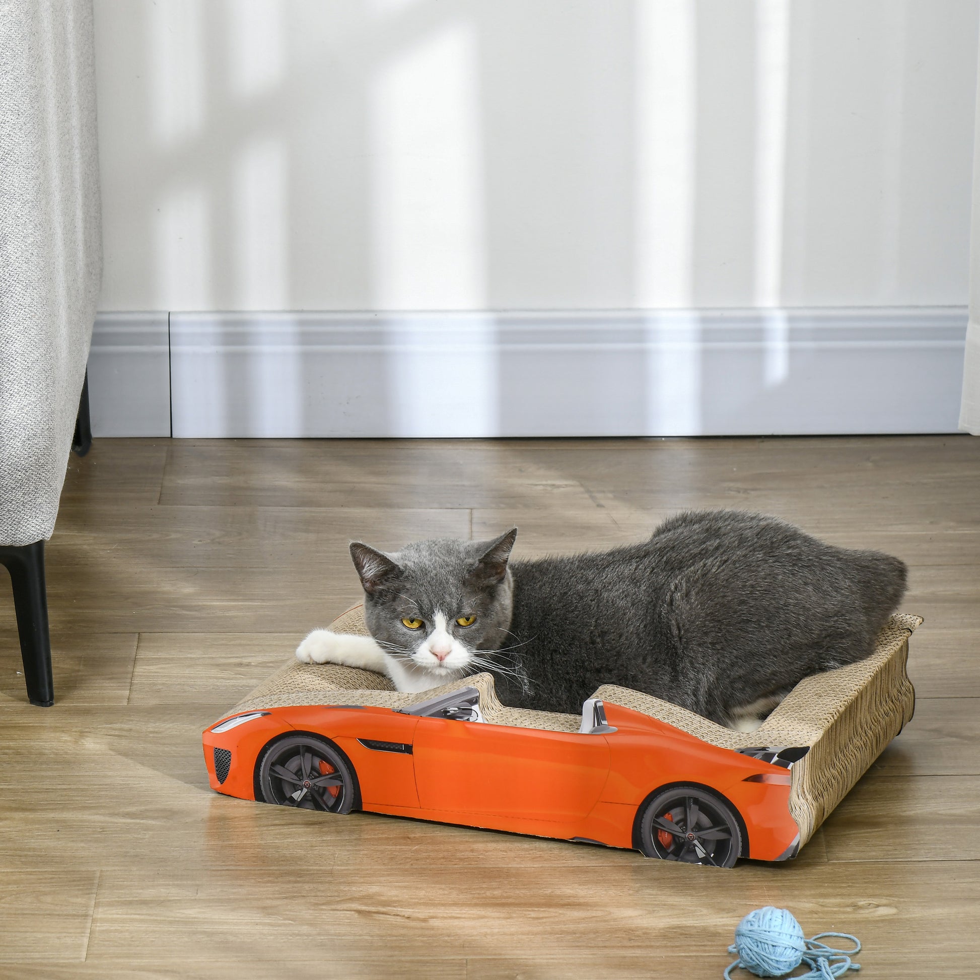 2 in 1 Cat Scratching Board with Catnip, Car-shaped by PawHut-8