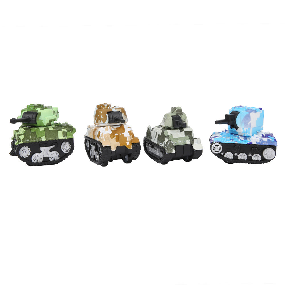 4pcs Alloy Tank Model Pull Back Highly Simulation Tank Model Decoration Toy GiftCamouflage Tank