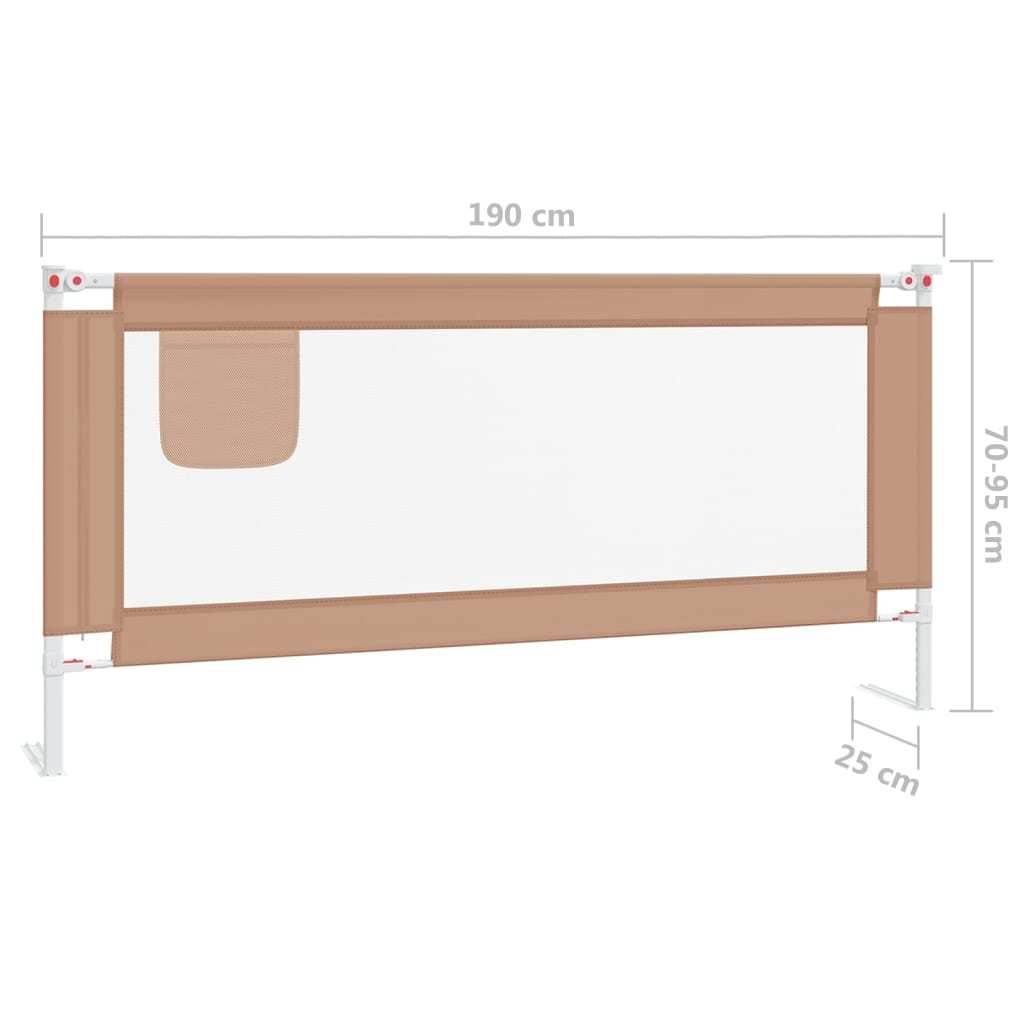 vidaXL Toddler Safety Bed Rail Taupe 190x25 cm Fabric