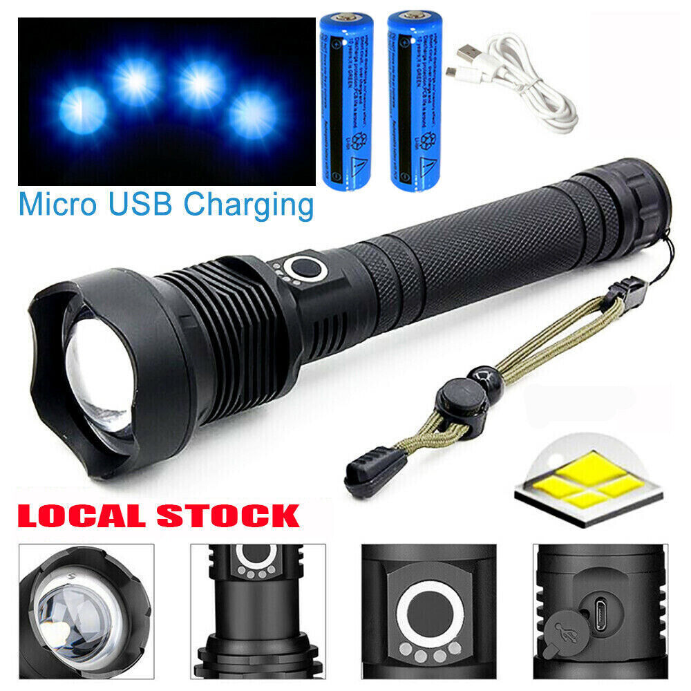 Super Bright Torch 2500000LM LED Flashlight USB Rechargeable Tactical Lights