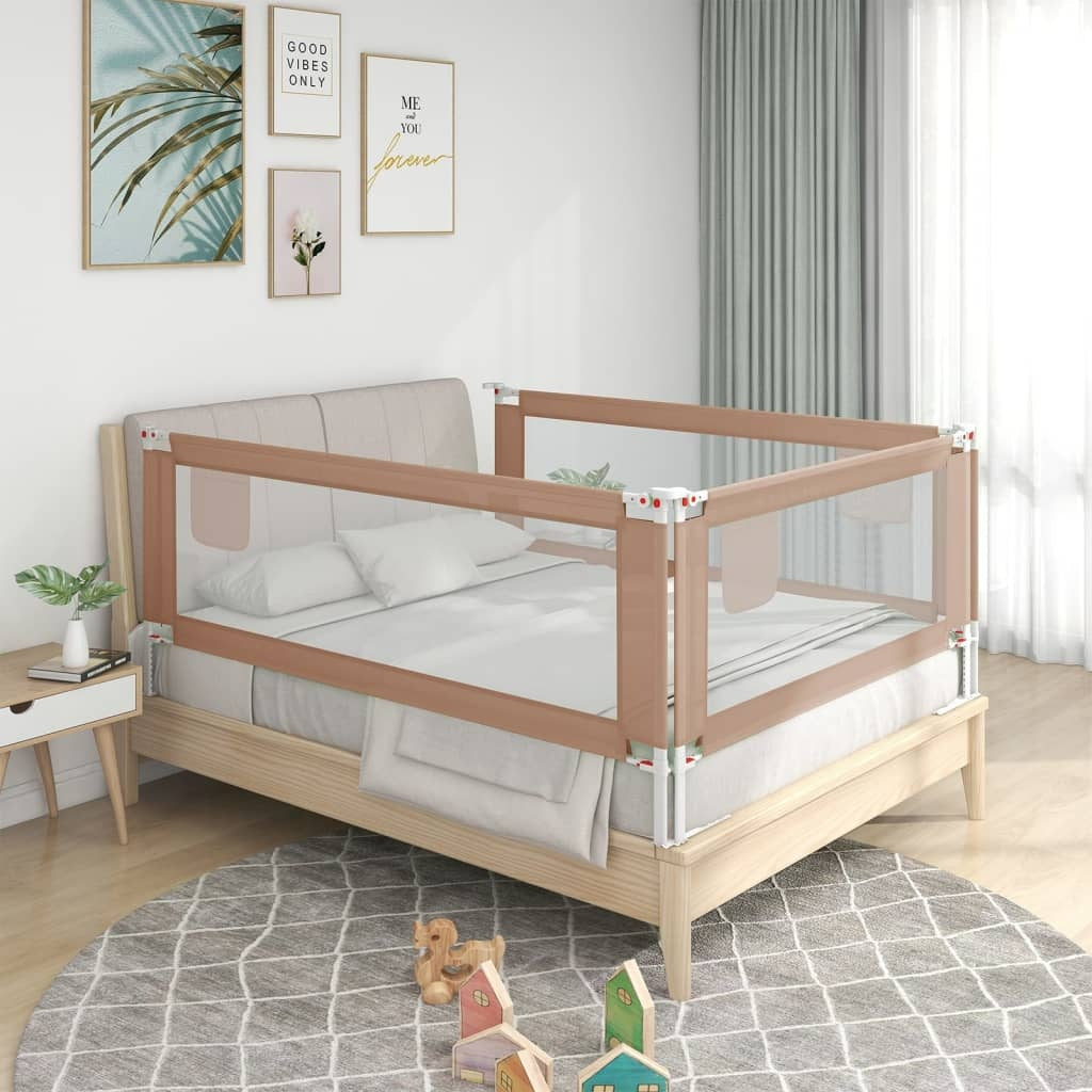 vidaXL Toddler Safety Bed Rail Taupe 190x25 cm Fabric