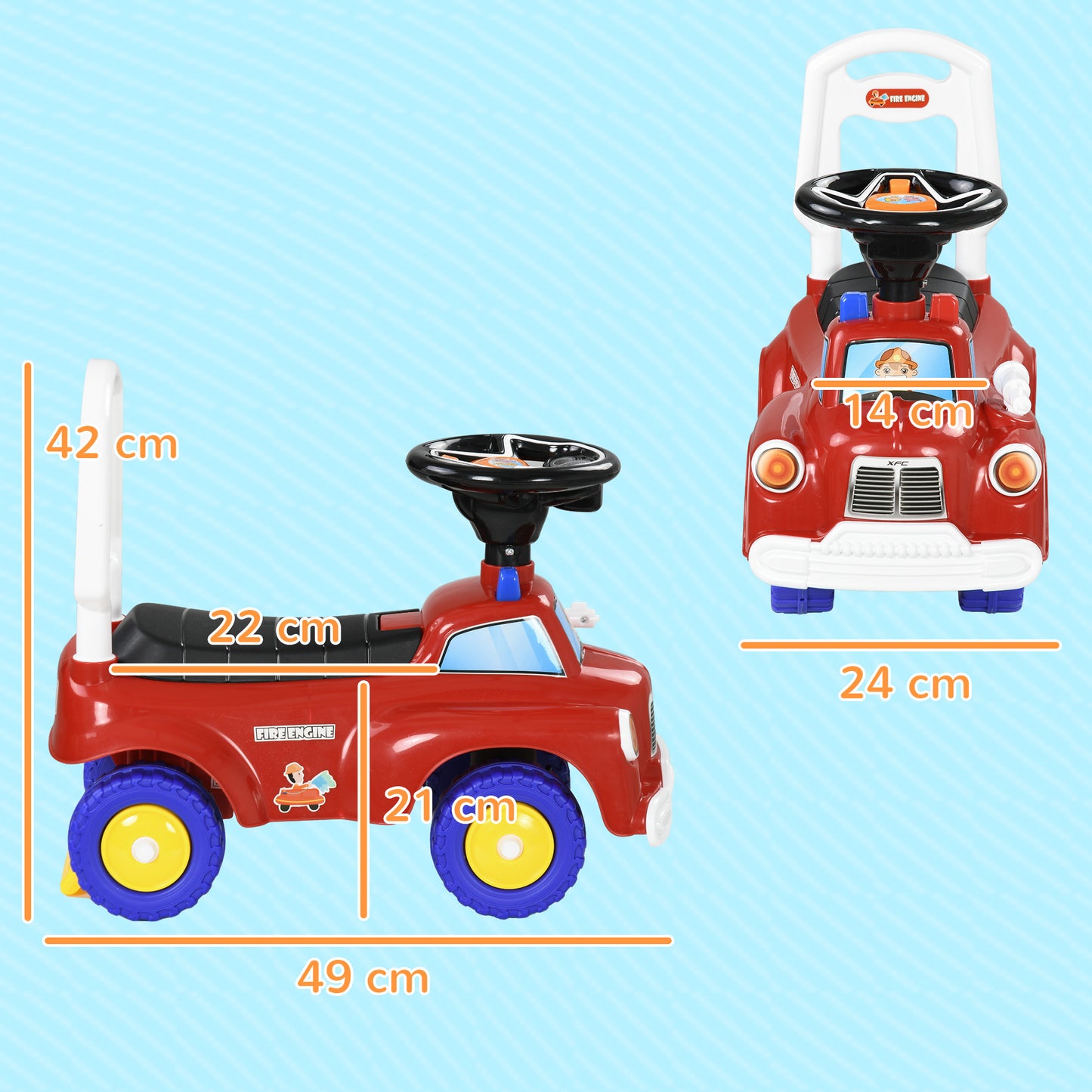 Kids Ride On Fire Truck Foot to Floor Design with Under Seat Storage for 1.5-3 Years in Red by AIYAPLAY-1