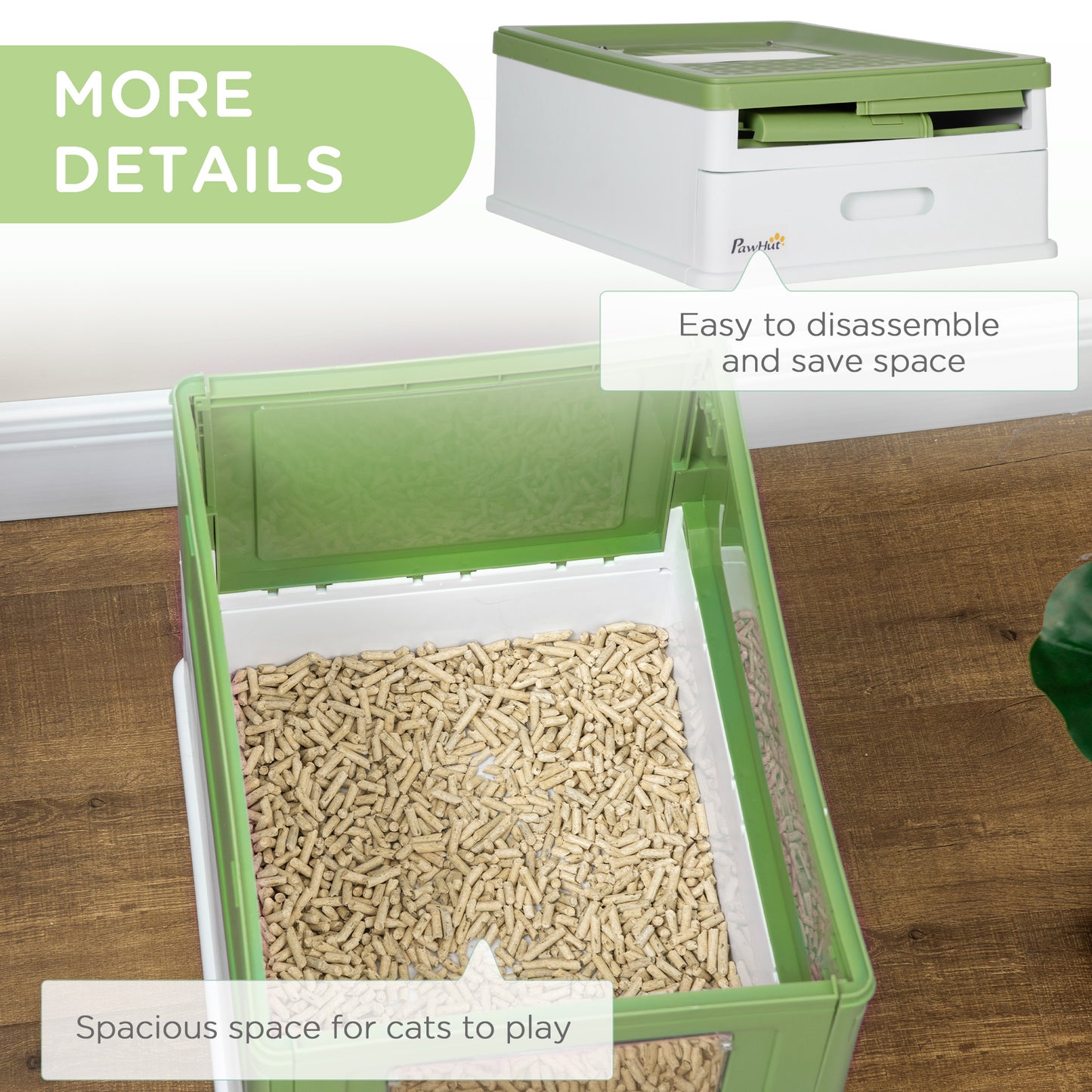 Hooded Cat Litter Box, Portable Pet Toilet, with Scoop, Front Entry in Lime Green | PawHut-5