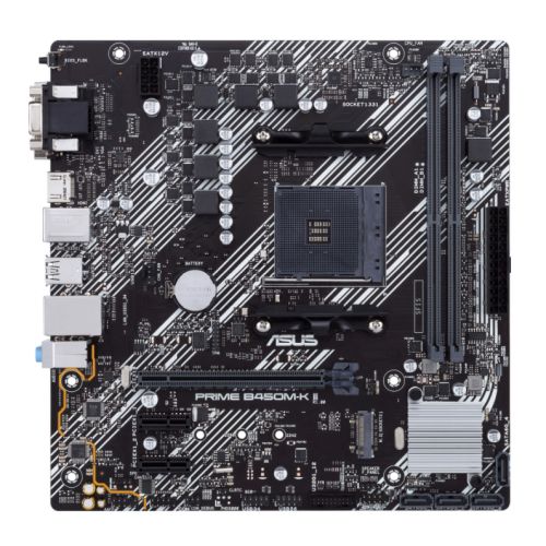 Asus PRIME B450M-K II, AMD B450, AM4, Micro ATX, 2 DDR4, VGA, DVI, HDMI, LED Lighting, M.2-0