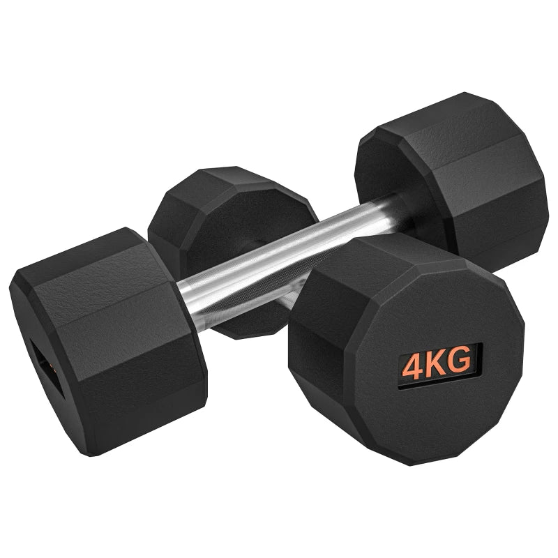 2 x 4kg Dumbbells Weights Set with 12-Sided Shape and Non-Slip Grip for Men Women Home Gym Workout by SPORTNOW-0