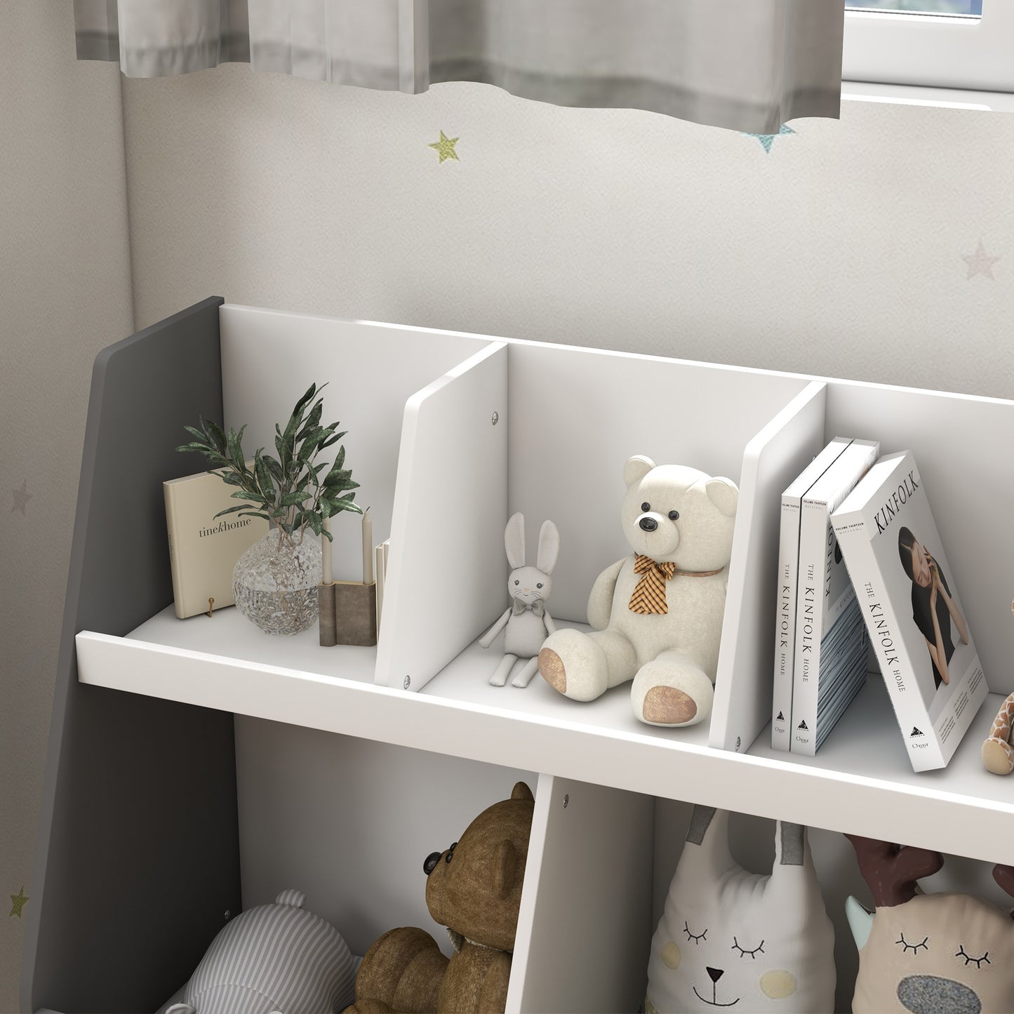 Kids Storage Shelf with 5 Compartments, Grey | HOMCOM-6