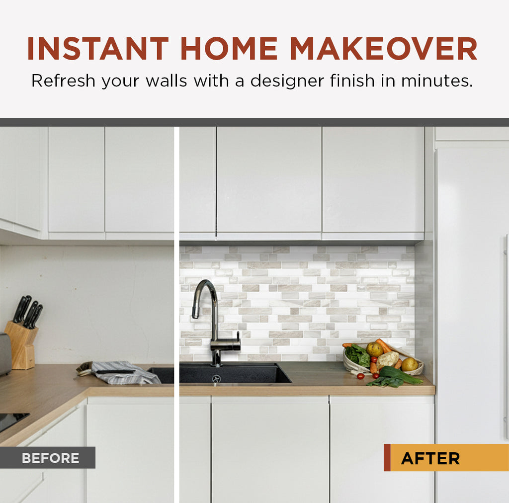 Glossy White & Beige