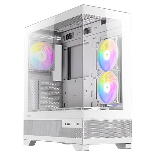 Antec CX700 RGB Elite Gaming Case w/ Glass Side & Front, ATX, 6x RGB Fans, LED Button, USB-C, White-0