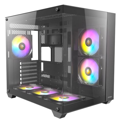 Antec CX800 RGB Elite Dual Chamber Gaming Case w/ Glass Side & Front, ATX, 6x RGB Fans, LED Button, Asus BTF Compatible, Black-0