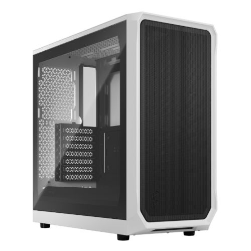 Fractal Design Focus 2 (White TG) Gaming Case w/ Clear Glass Window, ATX, 2 Fans, Mesh Front, Innovative Shroud System-0