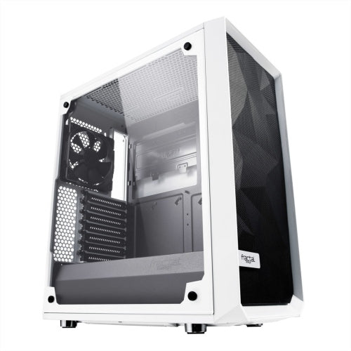 Fractal Design Meshify C (White TG) Gaming Case w/ Clear Glass Window, ATX, Angular Mesh Front, High-airflow, 2 x 12cm Fans, White-0