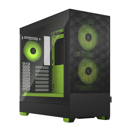 Fractal Design Pop Air RGB (Green Core TG) Gaming Case w/ Clear Glass Window, ATX, Hexagonal Mesh Front, Green Interior/Accents, 3 RGB Fans & ARGB Controller-0