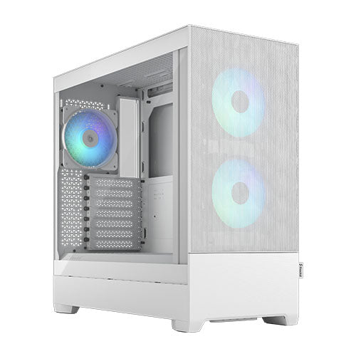 Fractal Design Pop Air RGB (White TG) Gaming Case w/ Clear Glass Window, ATX, Hexagonal Mesh Front, 3 RGB Fans & ARGB Controller-0