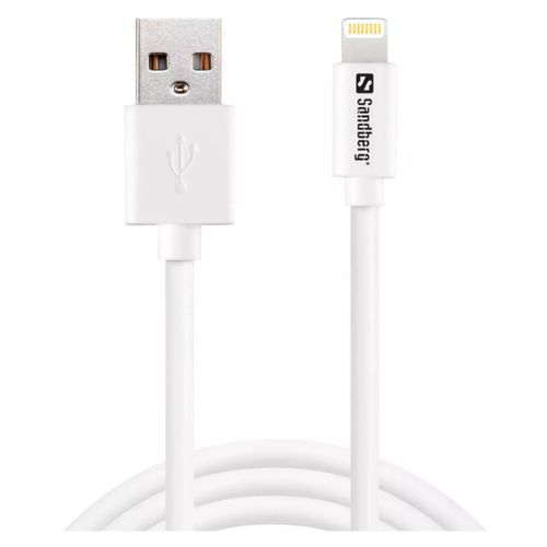 Sandberg Charging/Data USB-A to Lightning Cable, 480Mbps, 2 Metre, White, 5 Year Warranty-0