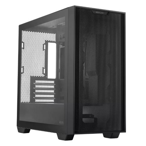 Asus A21 Gaming Case w/ Glass Window, Micro ATX, Mesh Front, 380mm GPU & 360mm Radiator Support, Asus BTF Compatible, Black-0