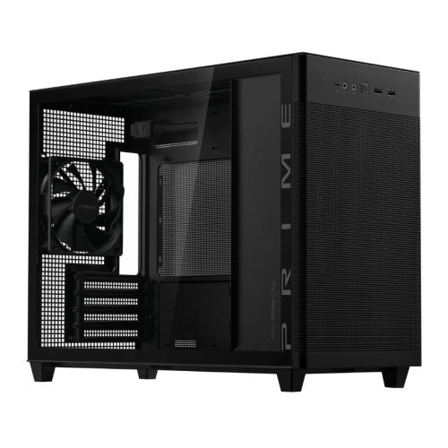 Asus Prime AP201 Gaming Case w/ Tempered Glass Window, Micro ATX, USB-C, Tool-free Panels, 338mm GPU & 360mm Radiator Support, Black-0