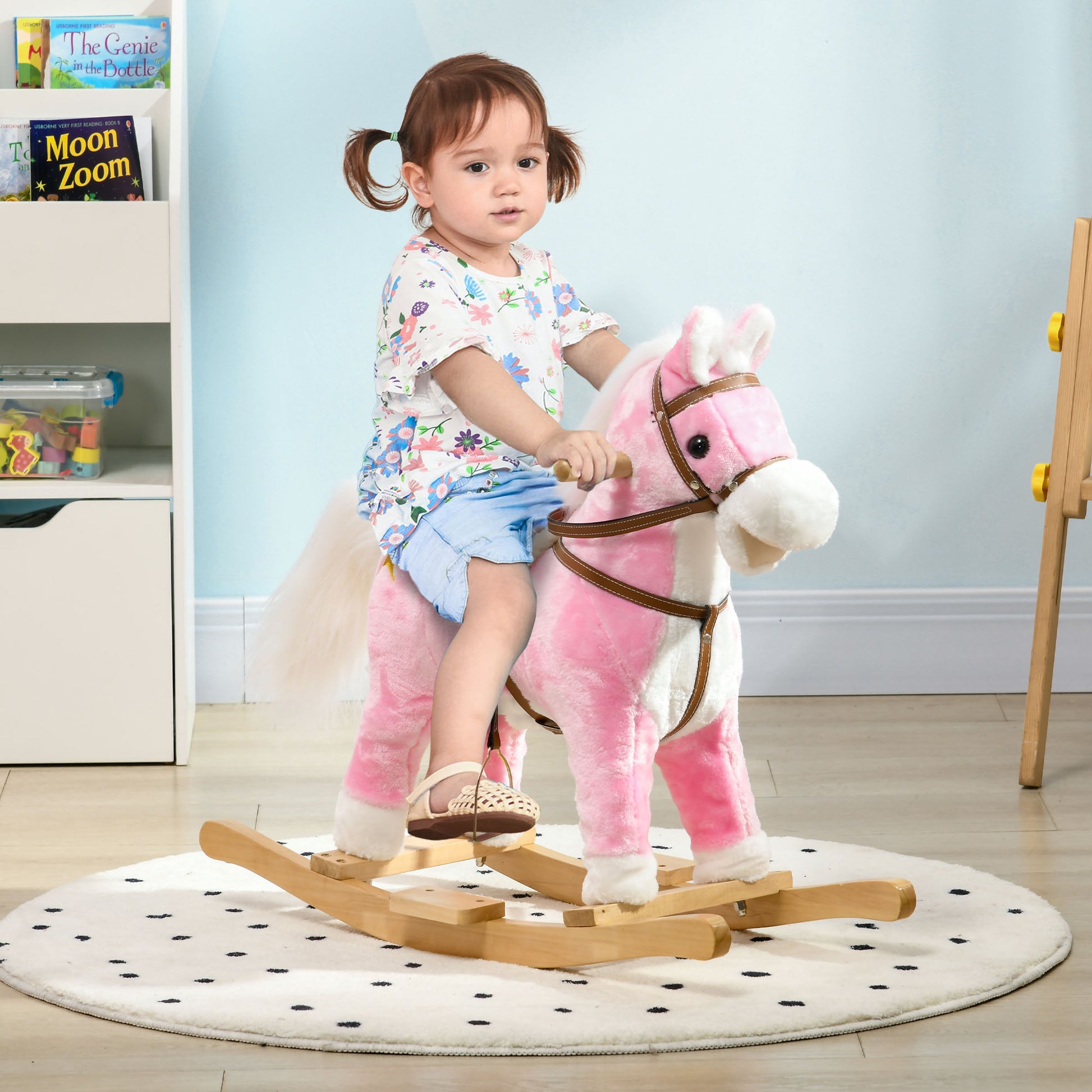 Wooden Rocking Horse with Music, Sound, Saddle for 3-6 Years | HOMCOM-8