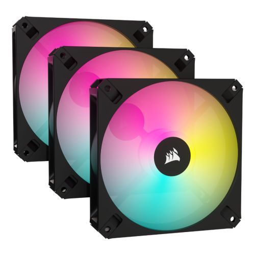 Corsair iCUE AR120 Digital RGB 120mm PWM Fans (3 Pack), 8 ARGB LEDs, Hydraulic Bearing, 1850 RPM, ARGB Adapter Cable, Black-0