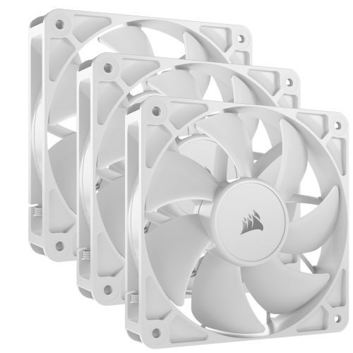 Corsair RS120 PWM 12cm Case Fans (3 Pack), Magnetic Dome Bearing, Daisy-Chain 4-Pin, 2100 RPM, AirGuide Tech, White-0