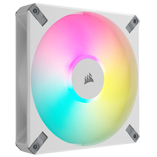 Corsair iCUE AF140 RGB ELITE 14cm PWM Case Fan, 8 ARGB LEDs, FDM Bearing, 500-1700 RPM, White, Single Fan Expansion Pack-0