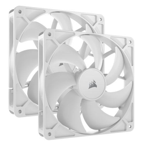 Corsair RS140 PWM 14cm Case Fans (2 Pack), Magnetic Dome Bearing, Daisy-Chain 4-Pin, 1700 RPM, AirGuide Tech, White-0