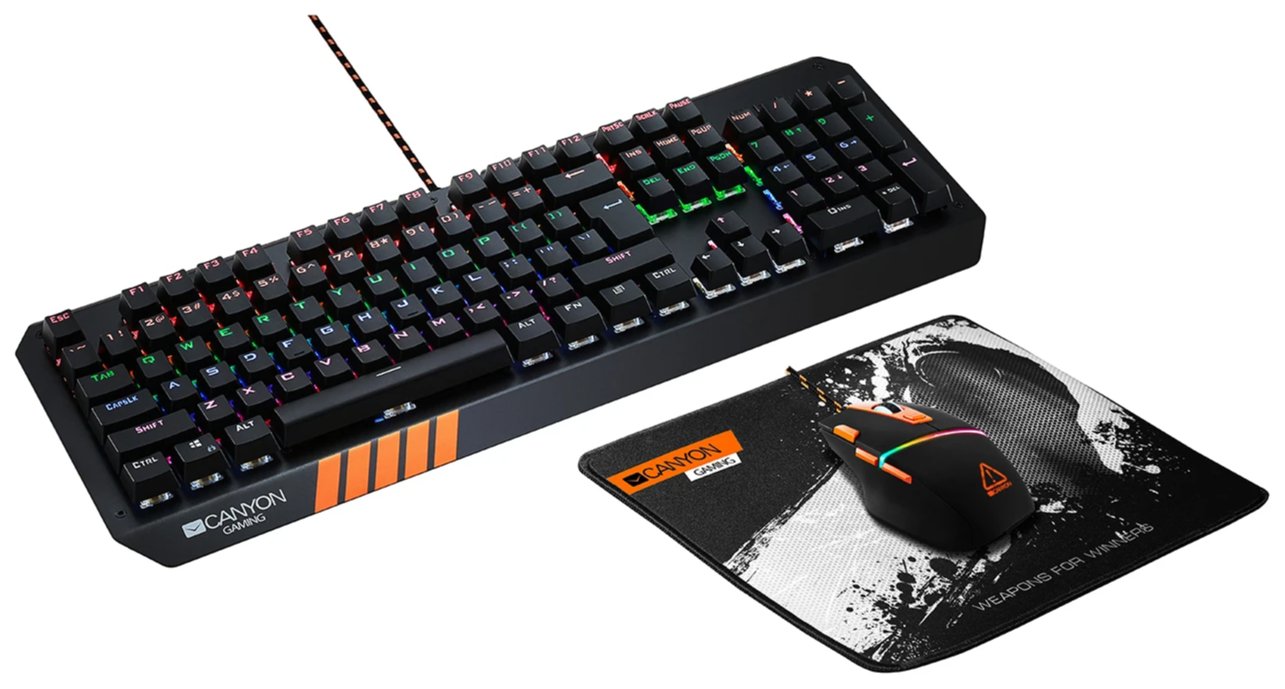 Canyon Nightflyer Keyboard/Mouse/Mouse Mat RGB Gaming Set - CND-SGS02-0