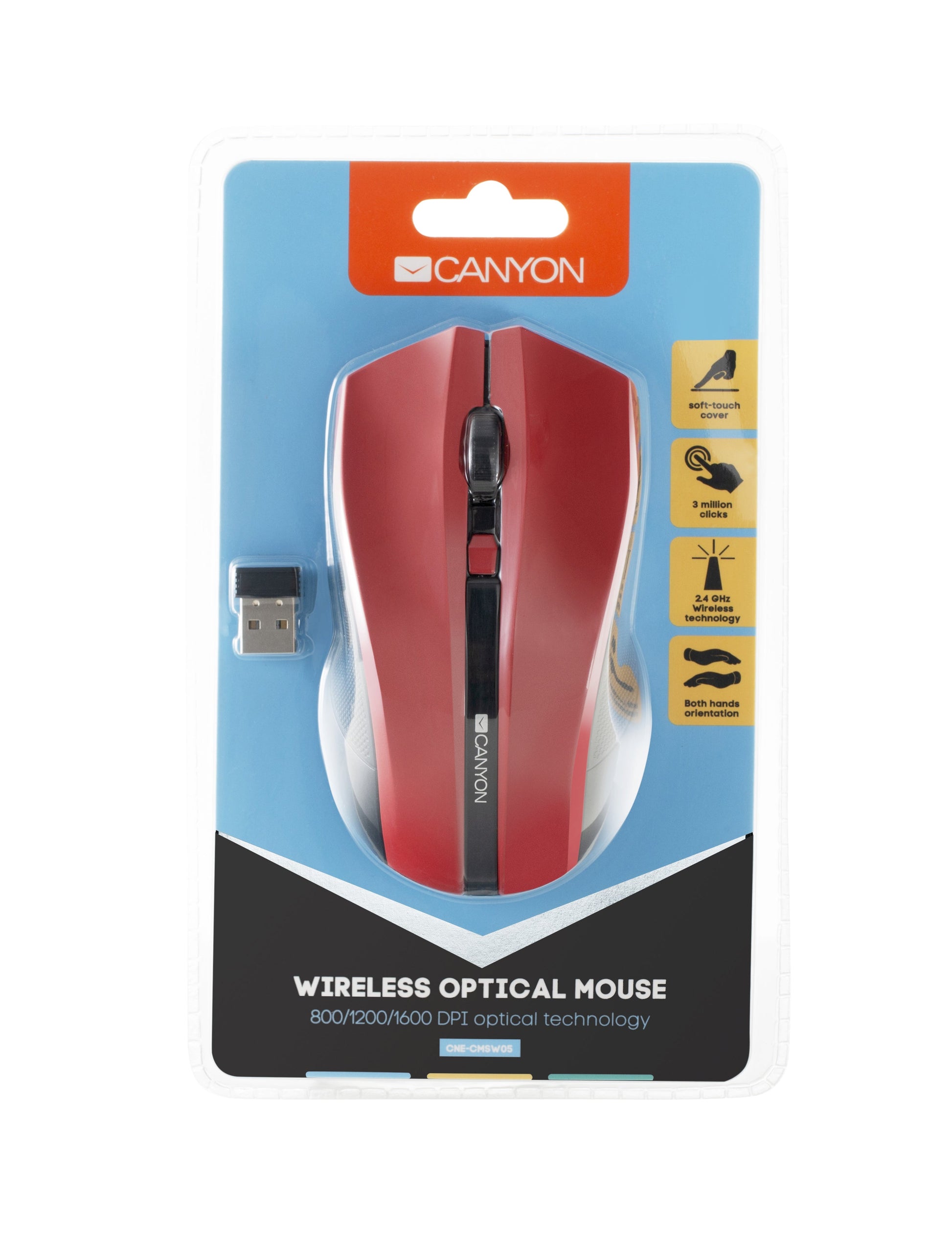 Canyon Wireless Optical Mouse in Red - CNE-CMSW05R-1