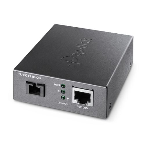 TP-LINK (TL-FC111B-20) 10/100 Mbps WDM Media Converter, up to 20km, 802.3u 10/100Base-TX, 100Base-FX, Single-Mode, Half-Duplex/Full-Duplex-0