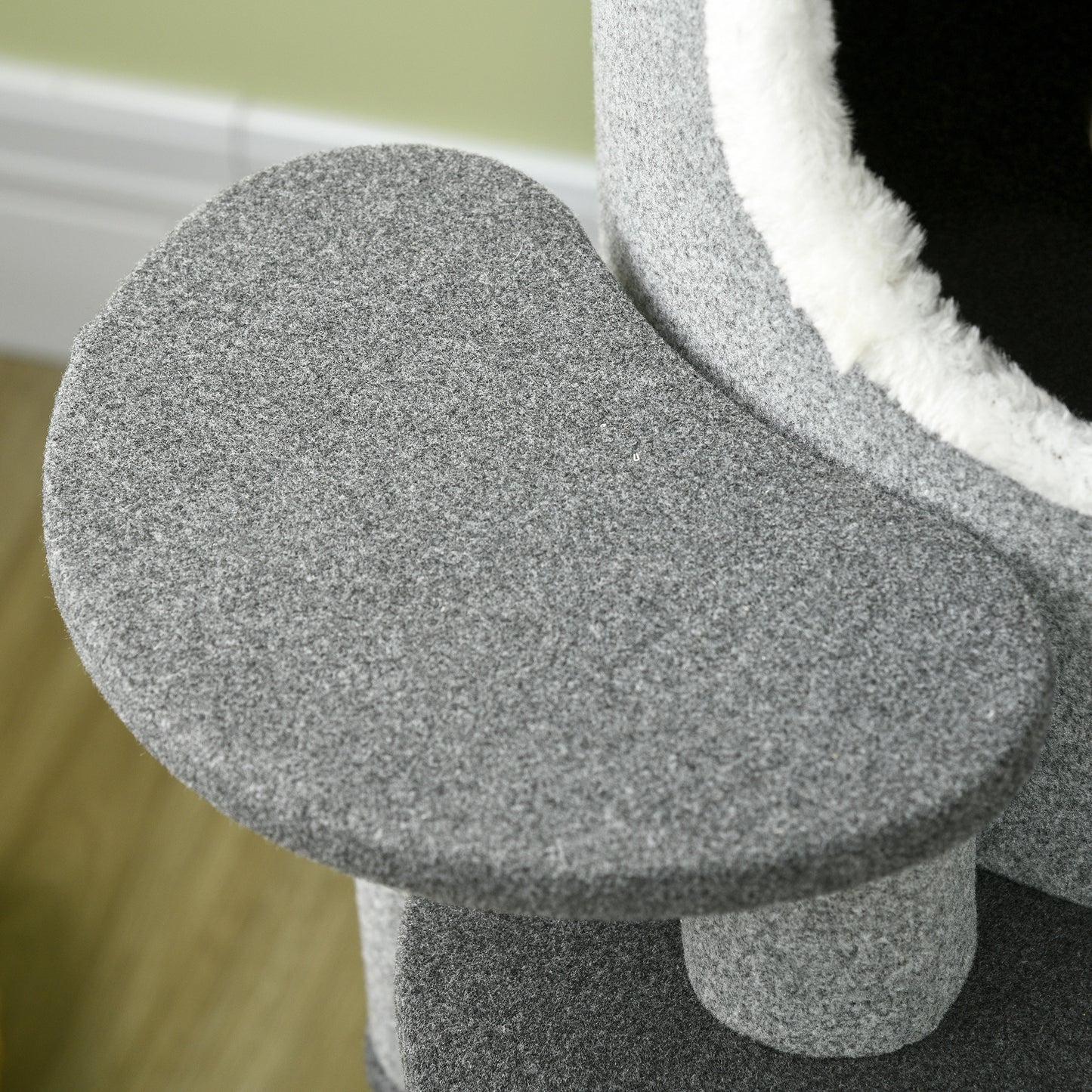 Barrel Shaped Cat Tree with Sisal Scratching Posts, Cat Bed, Platforms, Hanging Ball in Grey | PawHut-7