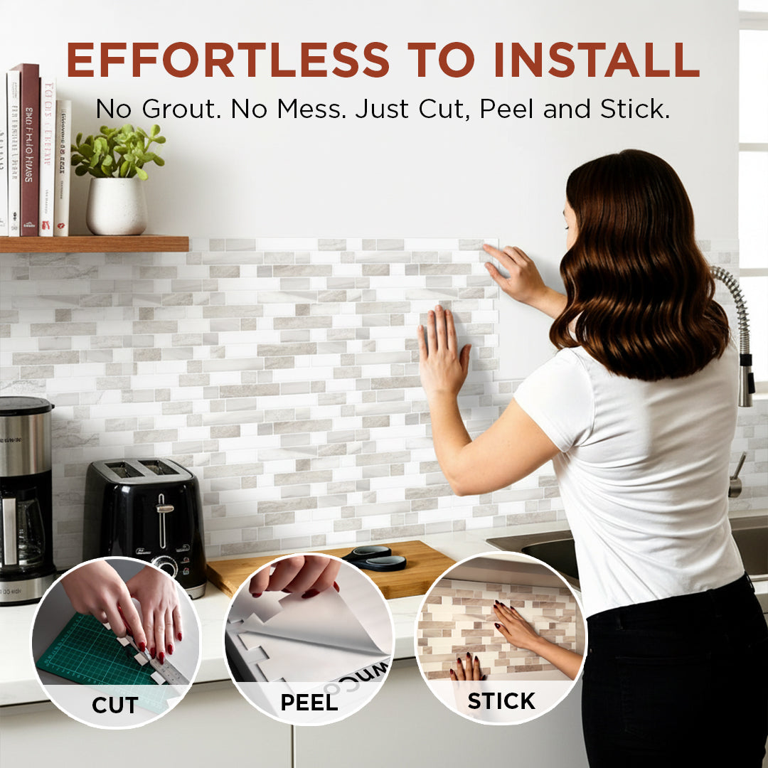 Glossy White & Beige